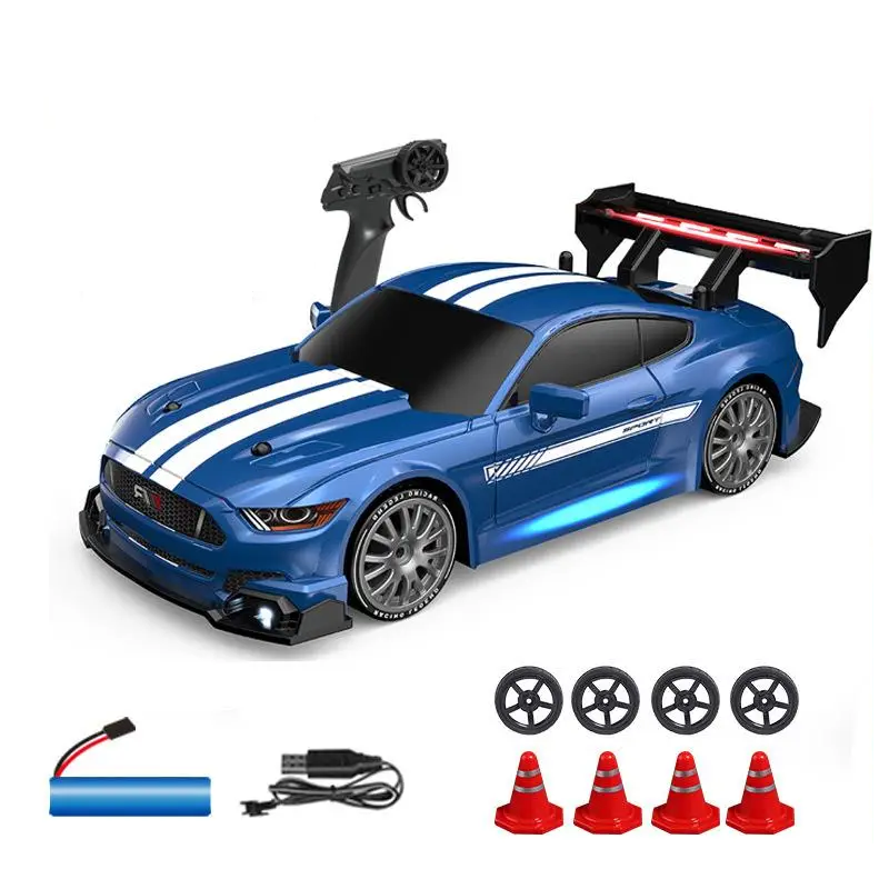 1:24 High Speed RC Drift Vehicle Cars Mustang 4WD Remote Control Racing Car Gift Competition Race Car Boys Toy Replaceable Tire