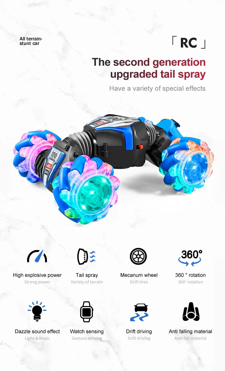 New Remote Control Car RC Gesture Sensing Stunt Car Drift Spray High Speed 360° Off Road Cars for Kids Boys Girls Gifts Auto Toy