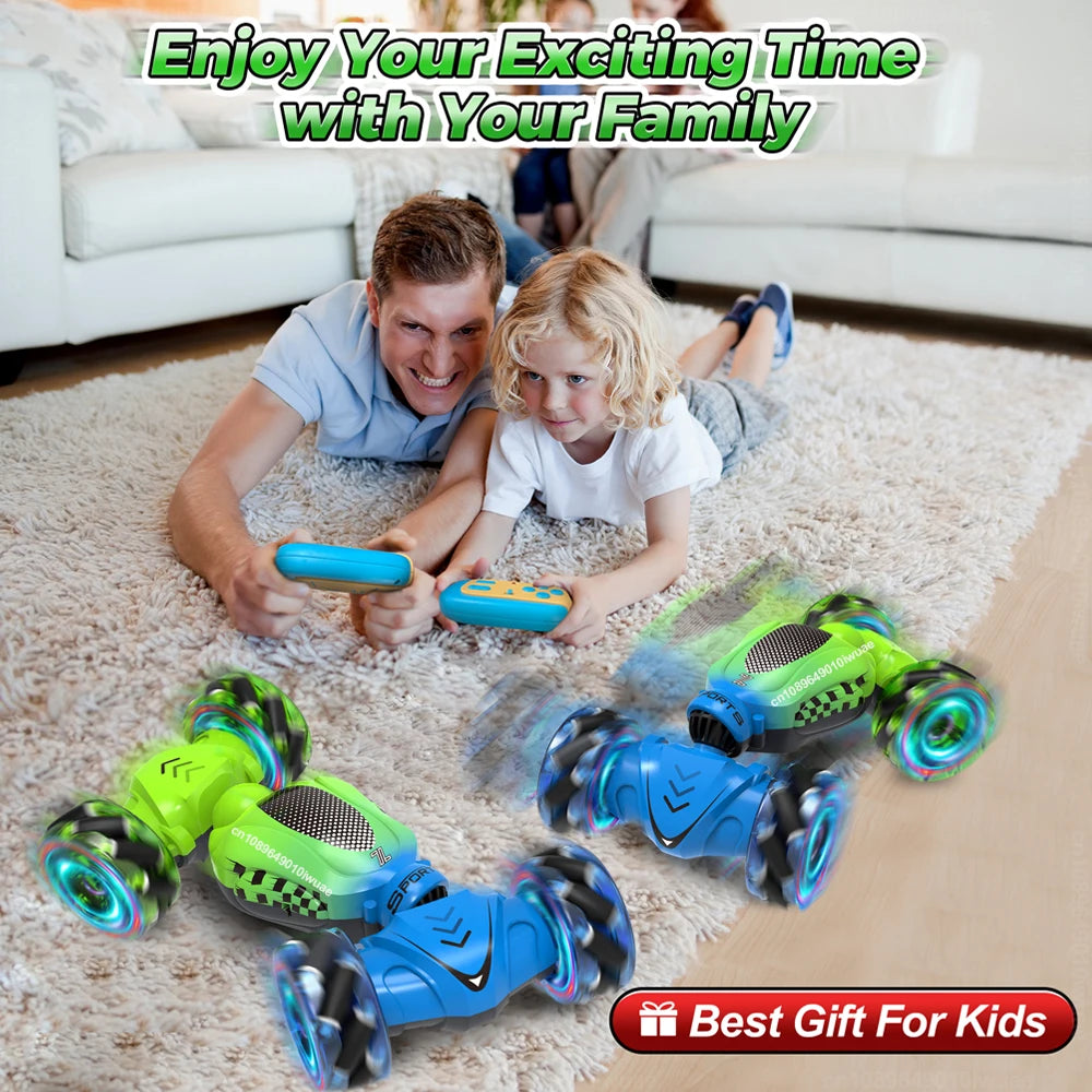 4WD RC Stunt Car Toy 2.4G Radio Remote Control Watch Gesture Sensor Rotation Twist Drift Car Vehicle Toy for Children Kids Gift