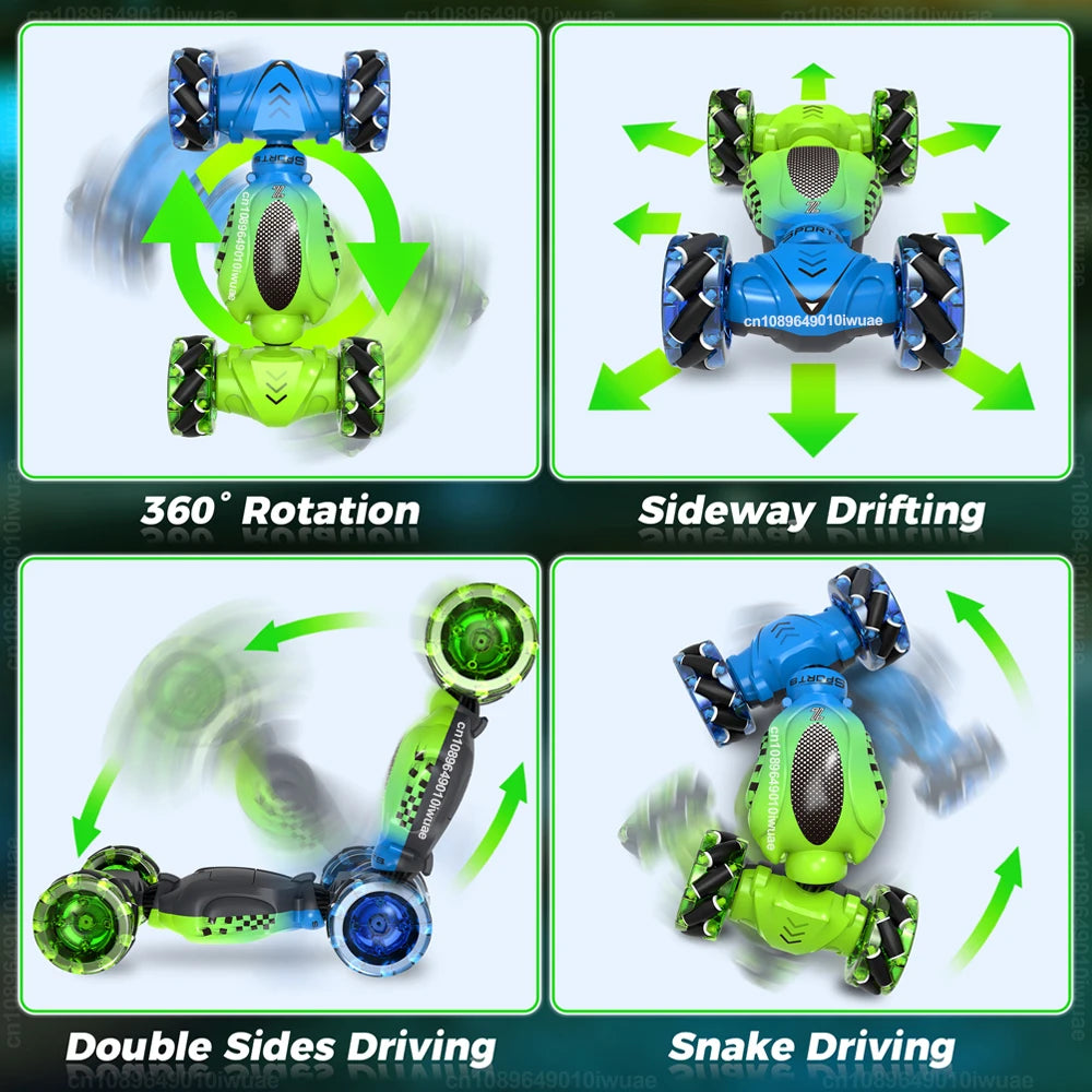 4WD RC Stunt Car Toy 2.4G Radio Remote Control Watch Gesture Sensor Rotation Twist Drift Car Vehicle Toy for Children Kids Gift