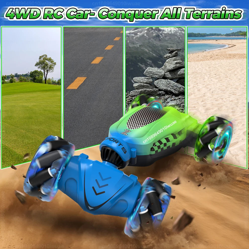 4WD RC Stunt Car Toy 2.4G Radio Remote Control Watch Gesture Sensor Rotation Twist Drift Car Vehicle Toy for Children Kids Gift