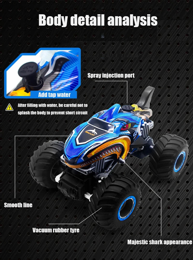 2.4G Remote Control Cars Monster Truck RC Car Electric Trucks Stunt Cars with Light Sound Spray Toys for Boys Kids Children Gift